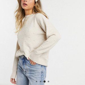 Oasis bobble funnel neck sweater in beige size US Medium